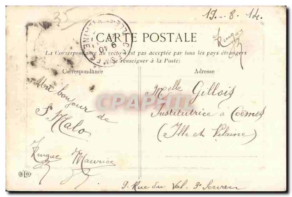 La Vicomté-en-Dinard — Au fond Dinard — Éditeur non identifié, n° de série non visible — Verso