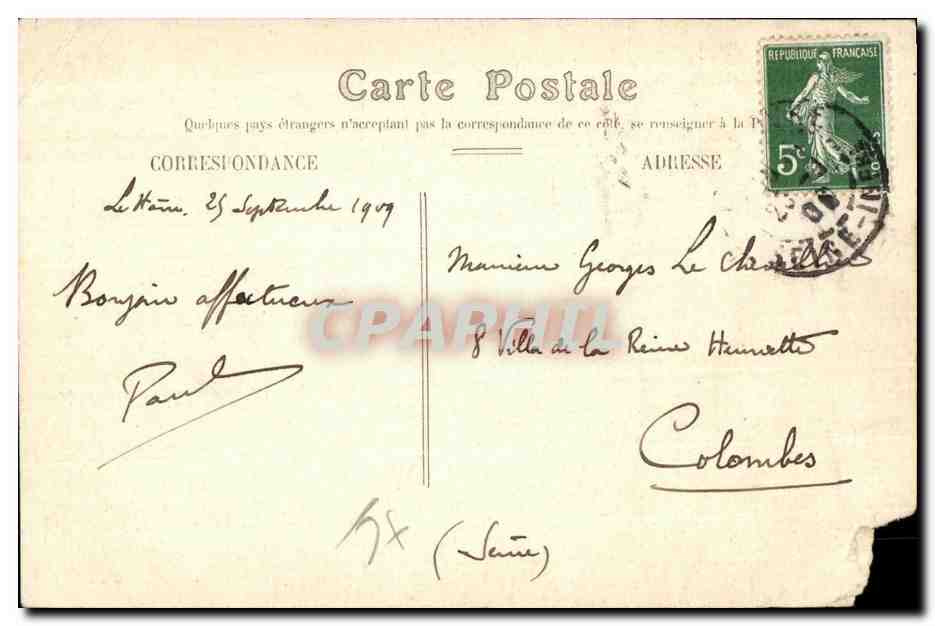 CPA Le Havre Le Francois Ier bateau d Honfleur — Verso