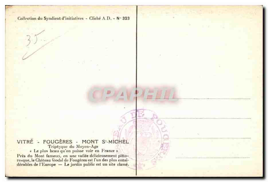 CPA Fougeres Les Remparts sud du Chateau — Verso