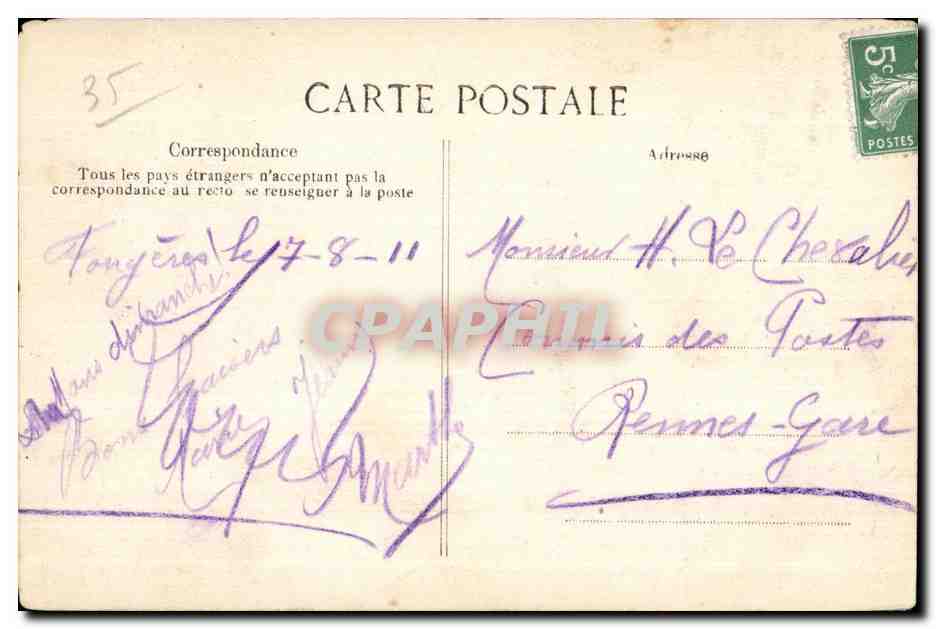 CPA Fougeres Le Chateau Le Puits et la tour du guet — Verso