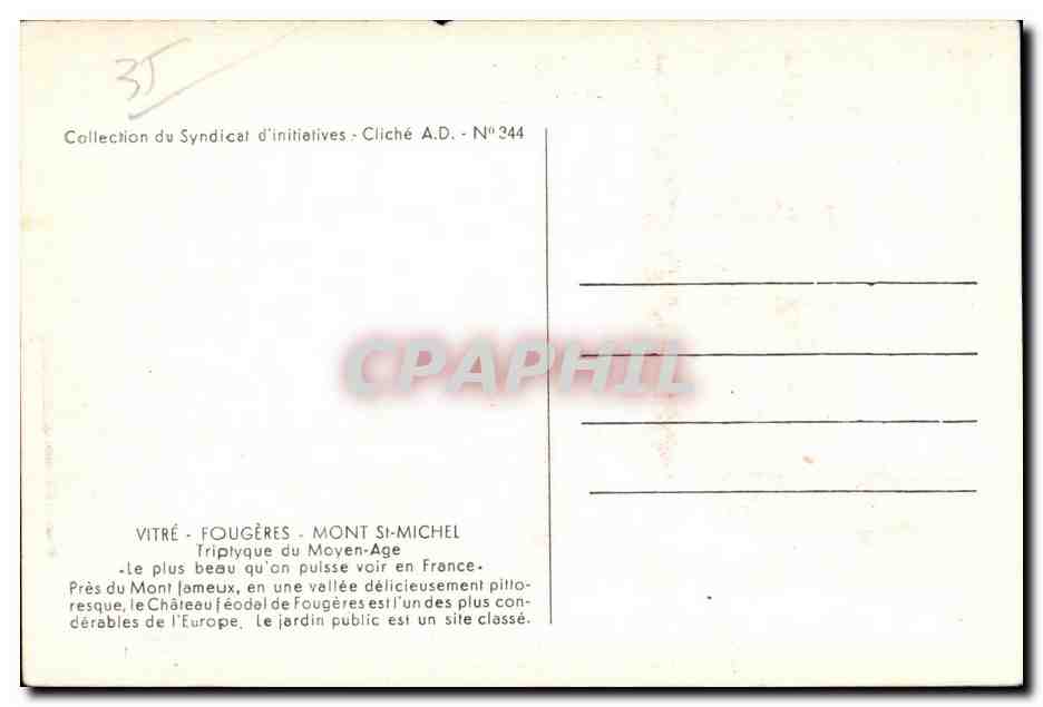 CPA Fougeres Plateforme de La Place aux Arbres sire Classe venir la your Comprendre de Balzac et Victor — Rückseite