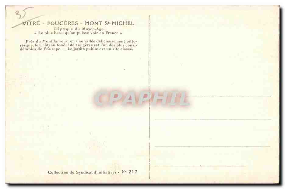 Fougères — Iglesia antigua de San Leonardo y puerta de protección — editor anónimo — Reverso