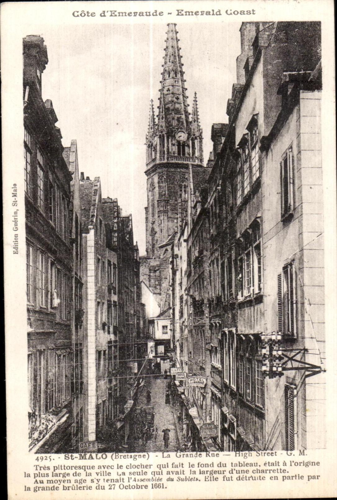 St-Malo (Bretagne) - La Grande Rue - High Street - G. M. - Édition Guérin, St-Malo, n°4925
