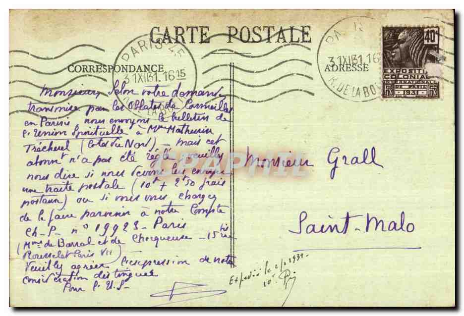 CPA Saint Francoise Romaine — Verso