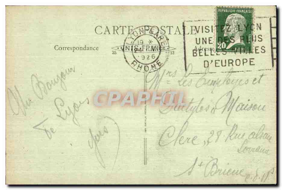 CPA Lyon Grand Theatre Comstruit de — Verso