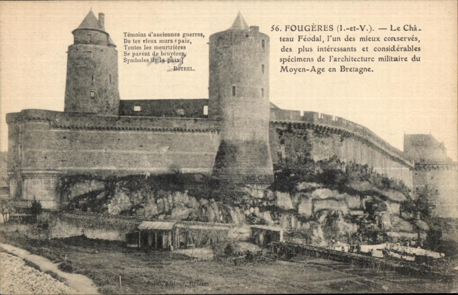 Fougères (Ille-et-Vilaine) — Das feudale Schloss — Verlag: Sond, Atteur, Rennes — Nr. 56