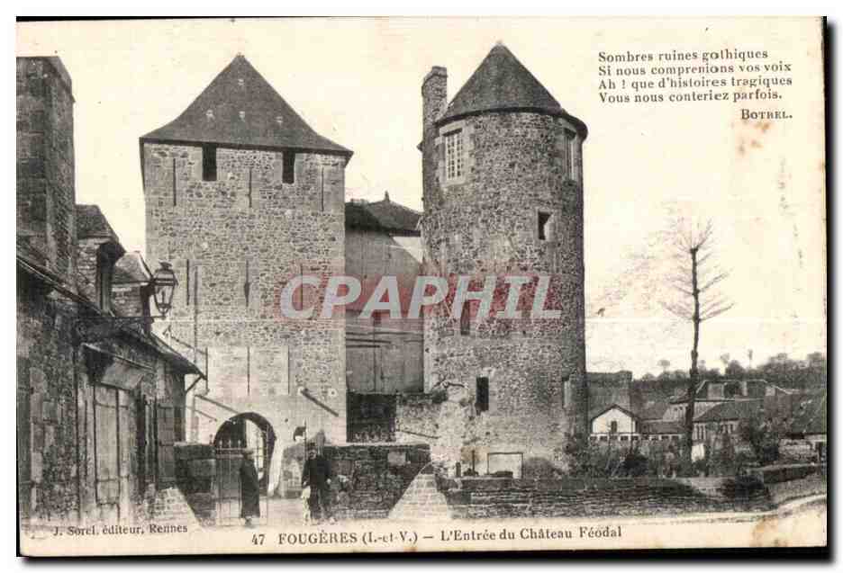 Fougères (Ille-et-Vilaine) — Der Eingang zum feudalen Schloss — J. Sorel, Verlag, Reînnes