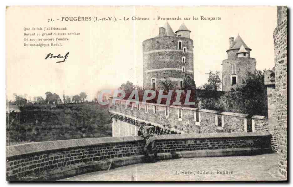 Fougères (Ille-et-Vilaine) — Das Schloss — Spaziergang auf den Mauern — J. Sorel, Verlag, Rennes