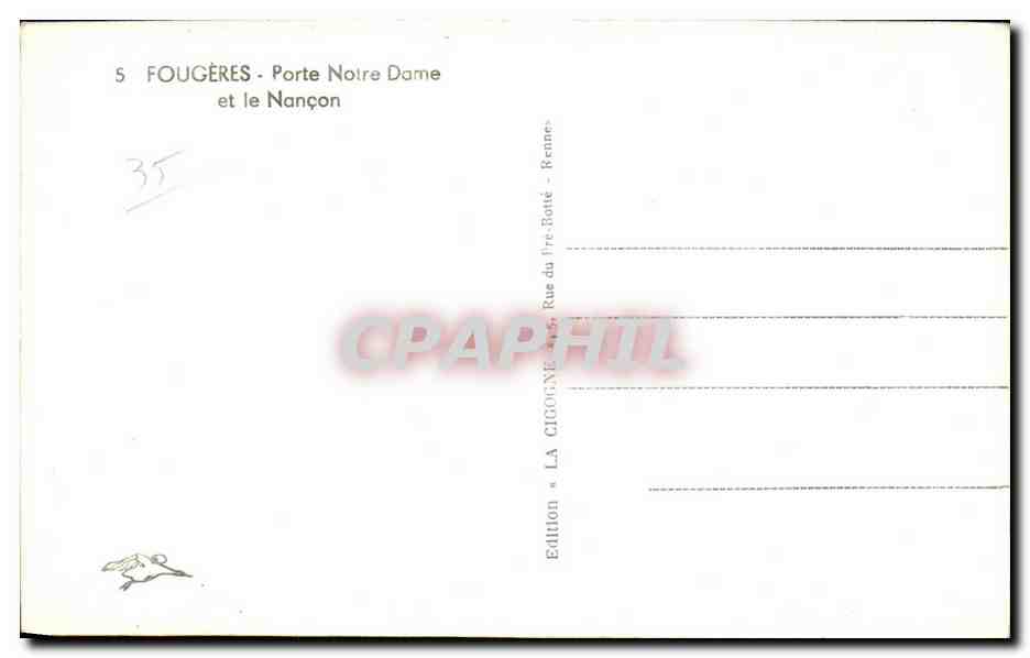 CPA Fougeres Porte Notre Dame et le Nancon — Verso