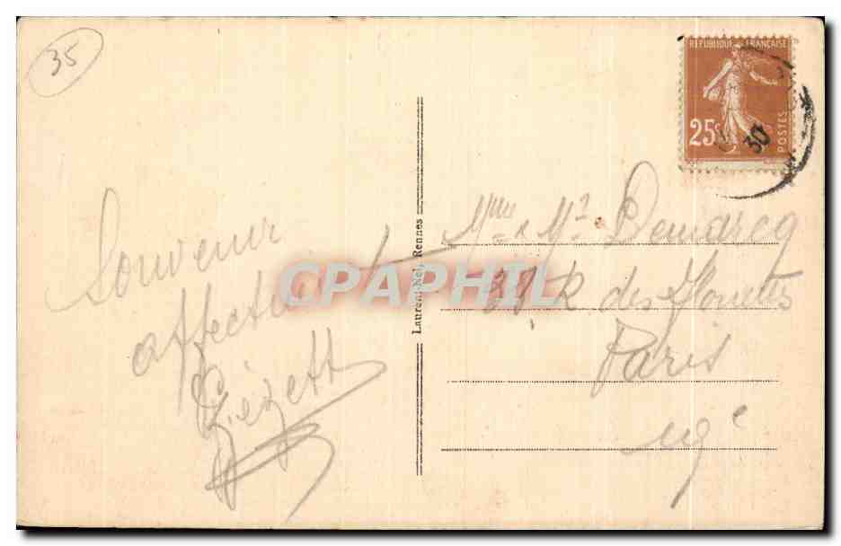 CPA Rennes Les Serres du Thabor et le Jardin a la Francaise — Back