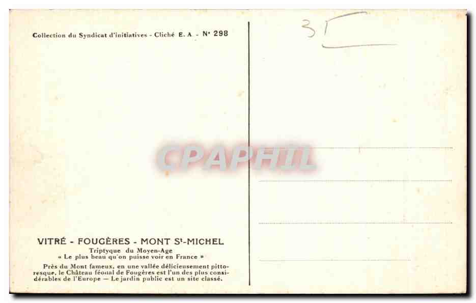Castillo de Fougères — La Torre de Melusina (finales del siglo XIII) — de E. Aubrée (Champion, editor) — Reverso