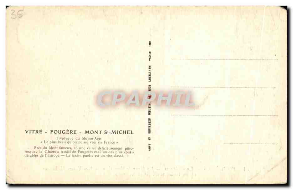 CPA Fougeres Le Chateau La Grande Courtine Les Tours Melusine et du Gobelin — Verso