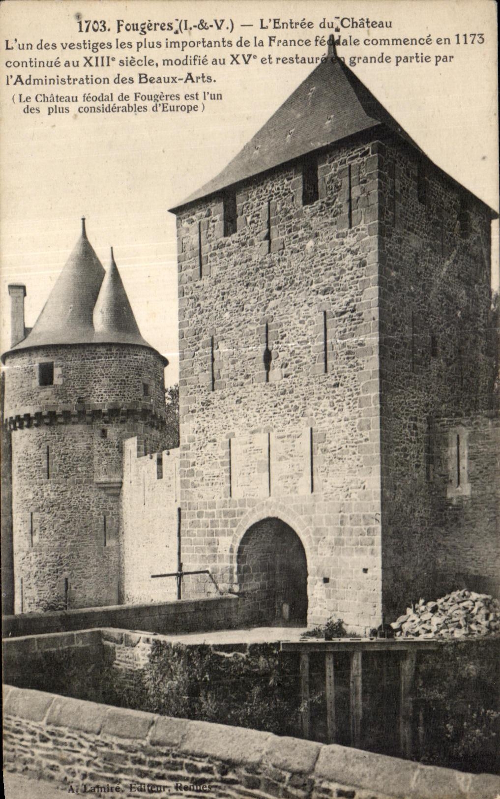 Fougères — Der Eingang zum Schloss — A. Lamire, Verlag, Rennes