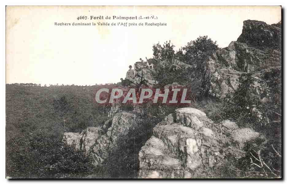 Forêt de Paimpont (Ille-et-Vilaine) — Rochers dominant la Vallée de l'Aff près de Rochepplate — éditeur inconnu, n° 4667
