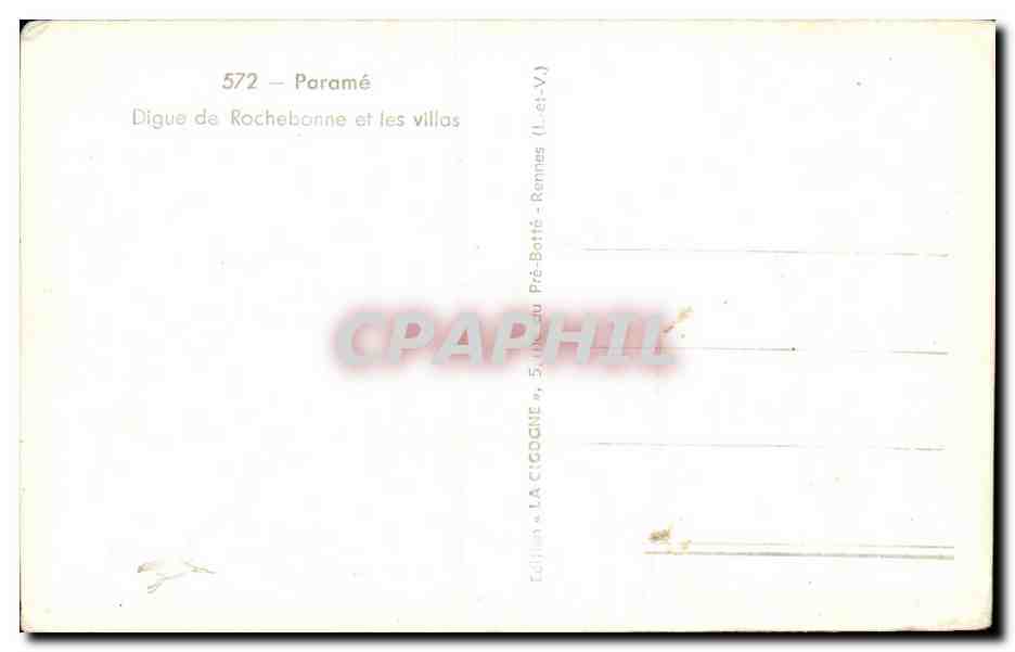 Digue de Rochebonne et les villas — Paramé — Édition « LA CIGOGNE », série du Pré-Botté - Rennes (Il.-V.) — Rückseite