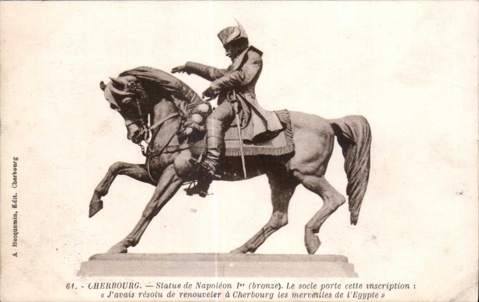 Cherbourg — Statue de Napoléon Ier (bronze) — A. Becquemin, Edit. Cherbourg