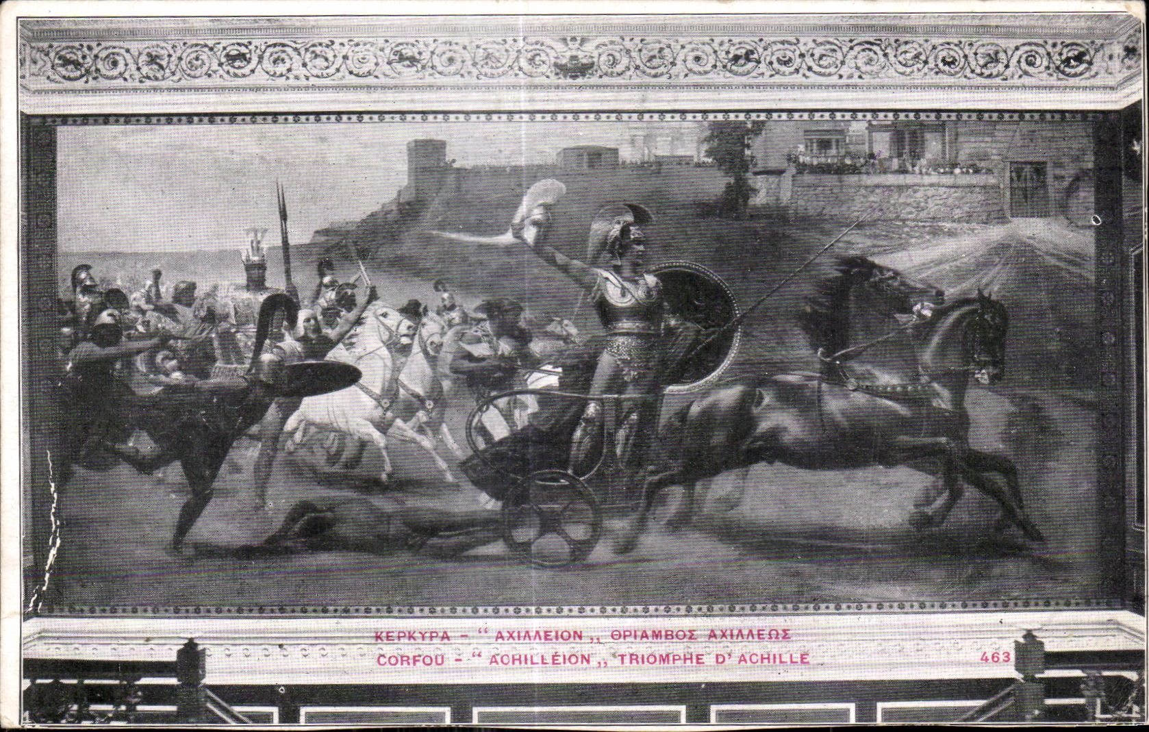 CPA Corfou Achilleio Triomphe d Achille Cheval Horse Grece