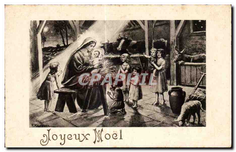CPA Joyeux Noel Christmas Fantaisie Christ Creche 