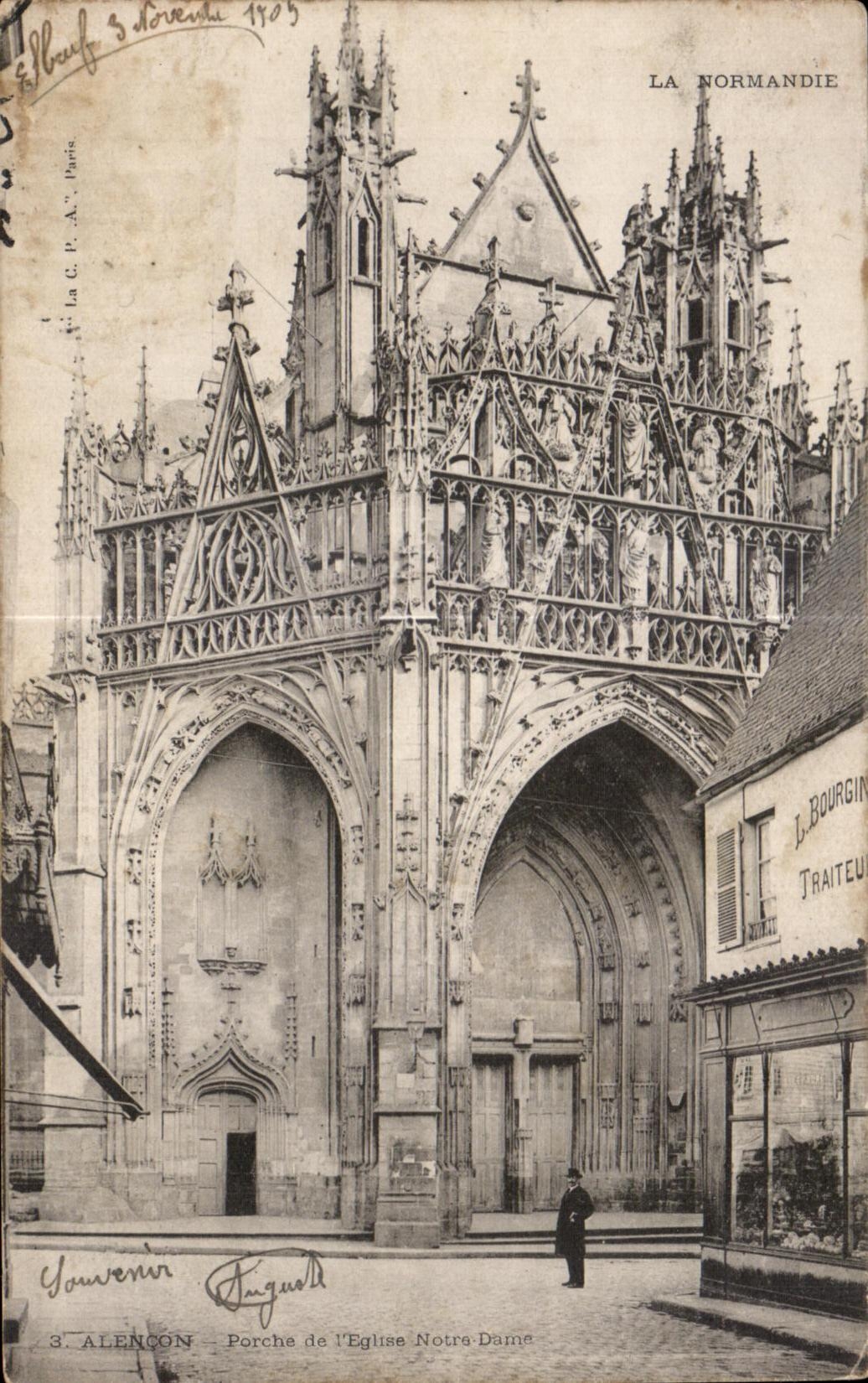 CPA Alencon Porche de L Eglise Notre Dame