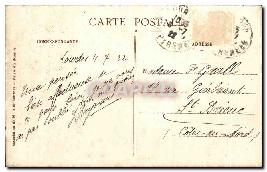 CPA Lourdes Le Calvaire Des Bretons Et La Basilique — Verso