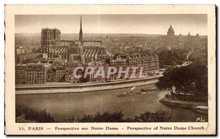CPA Paris Perspective sur Notre Dame Perspective of Notre Dame Church