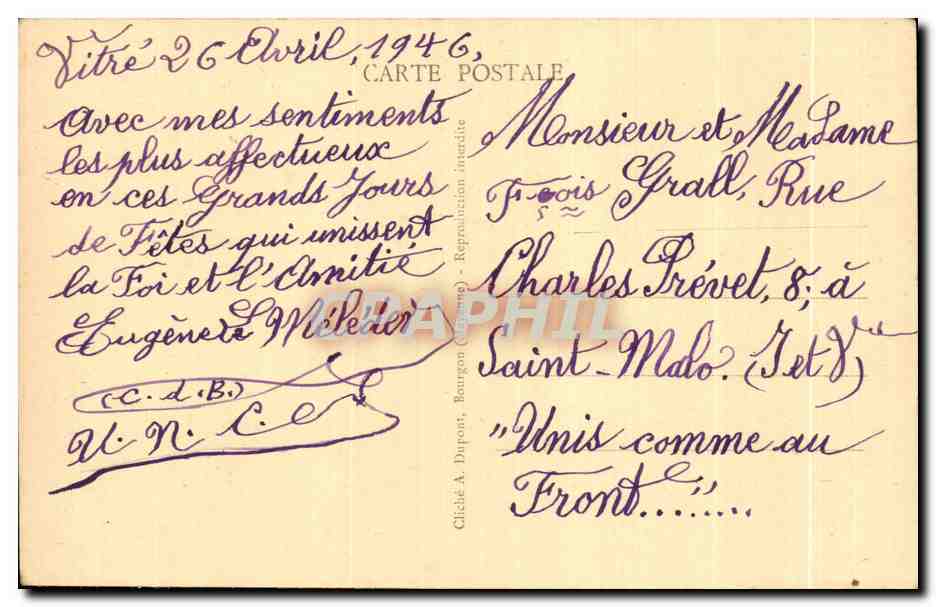 Vitré (Il-et-Vire) — Der Eingangsporche des Schlosses der Barone von Vitré — Cliché A. Dupont — Rückseite