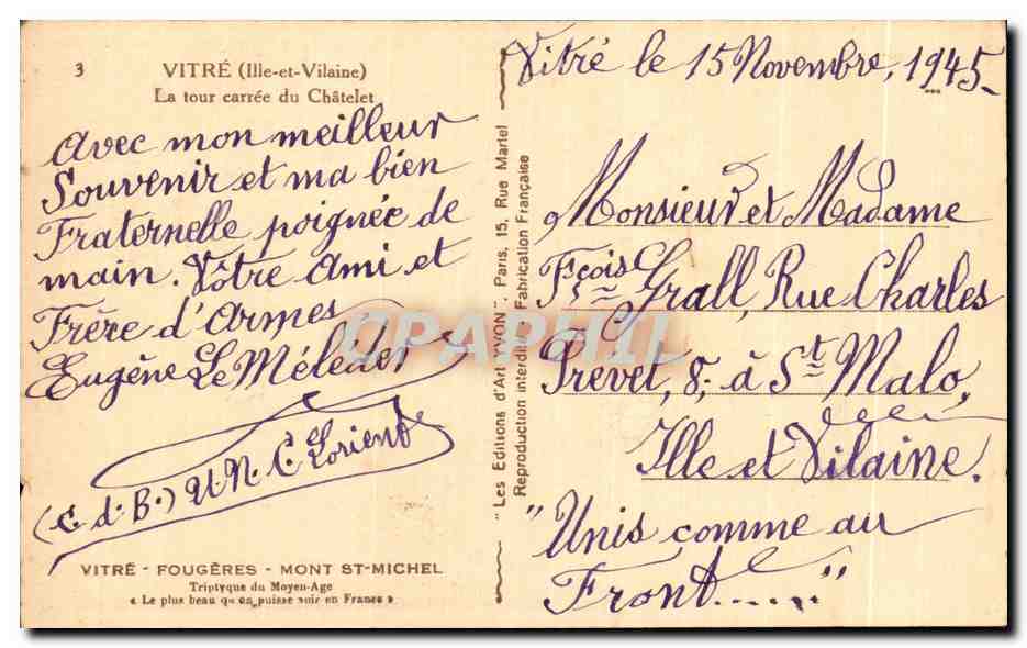 Vitré (Ille-et-Vilaine) — Die quadratische Turm des Châtelet — Éditions d'Art VYON — Rückseite