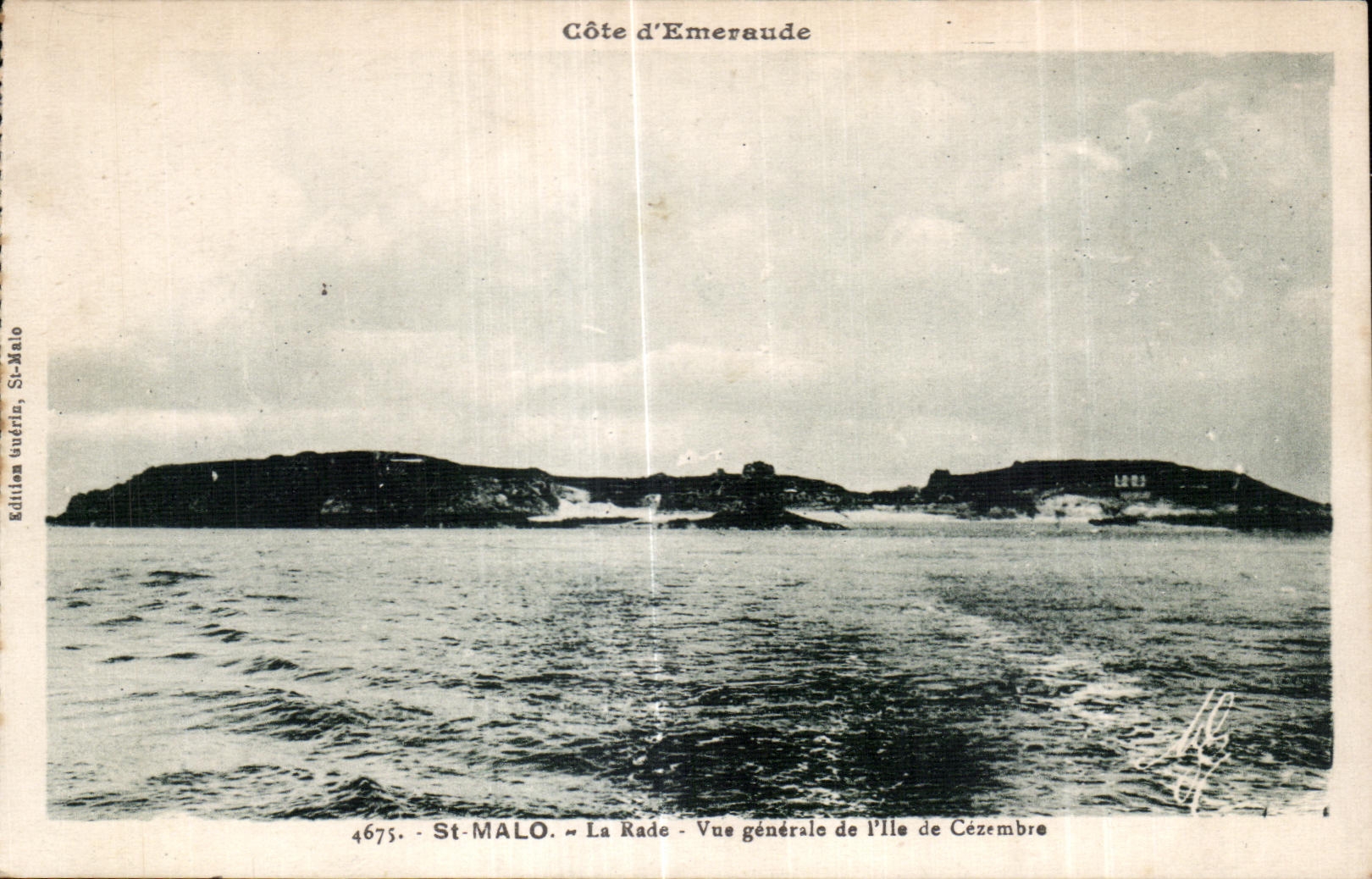 Costa de Esmeralda — Vista general de la Isla de Cézembre — Ediciones Guérin, St-Malo, n° 4675