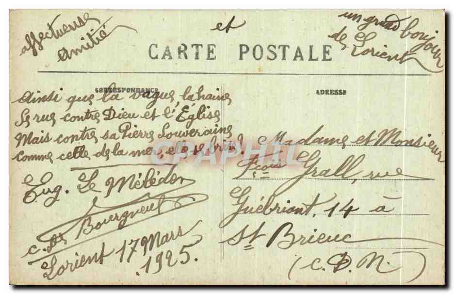 La Côte Bretonne — Mer démoniée par un raz de marées — Gédéon Villard Quimper — Rückseite