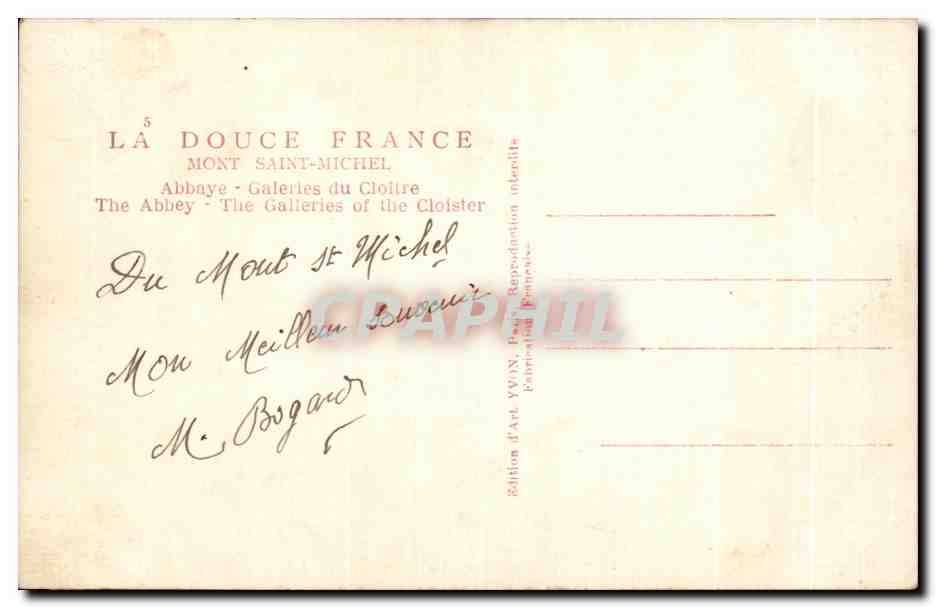 CPA La Douce France Mont Saint Michel L Abbaye cote Nord Est Saint Michel Abbaye Galeries du Cloltre The Abbey The — Verso