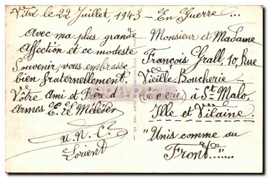 CPA Vitre Le Chateau des Rochers habite par de Sevigne de  — Rückseite