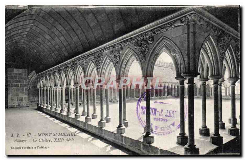 CPA Mont St Michel Abbaye le Cloitre 
