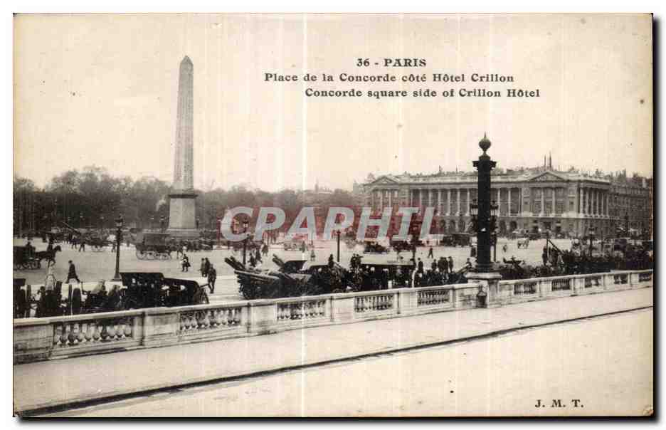 CPA Paris Place de la Concorde cote Hotel Crillon Concorde square side of Crillon Hotel