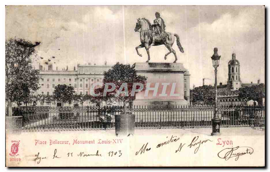 Place Bellecour, Monument Louis XIV — Lyon, 1903 — Yann, n° 27019