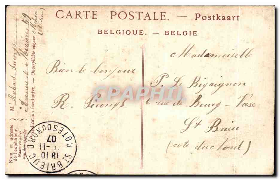 CPA Mons Eglise Saint Wandru — Rückseite