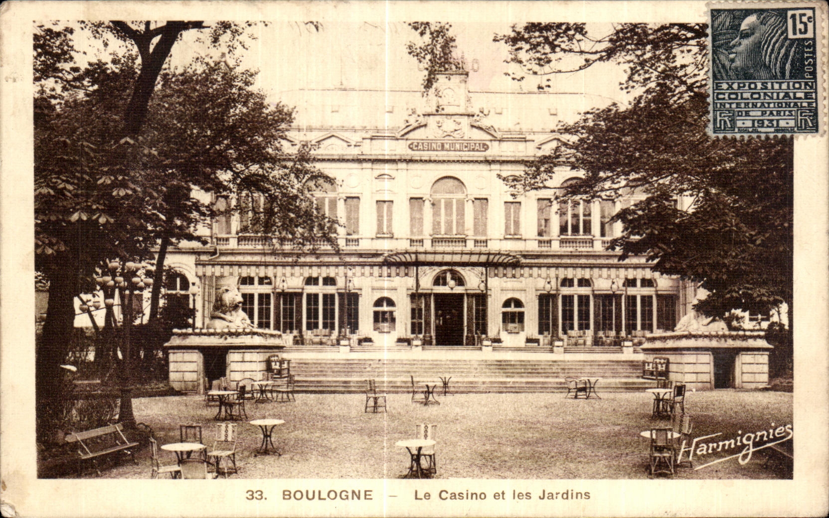 Boulogne — Le Casino et les Jardins — Edition E. Harmignies, n°33