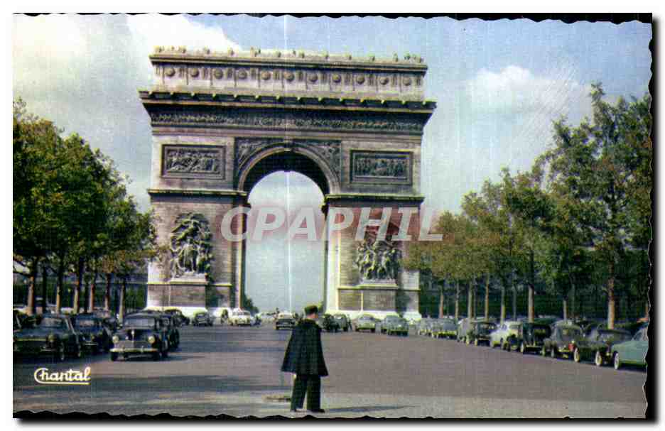 CPSM Paris arc de Triomphe Policier Police 