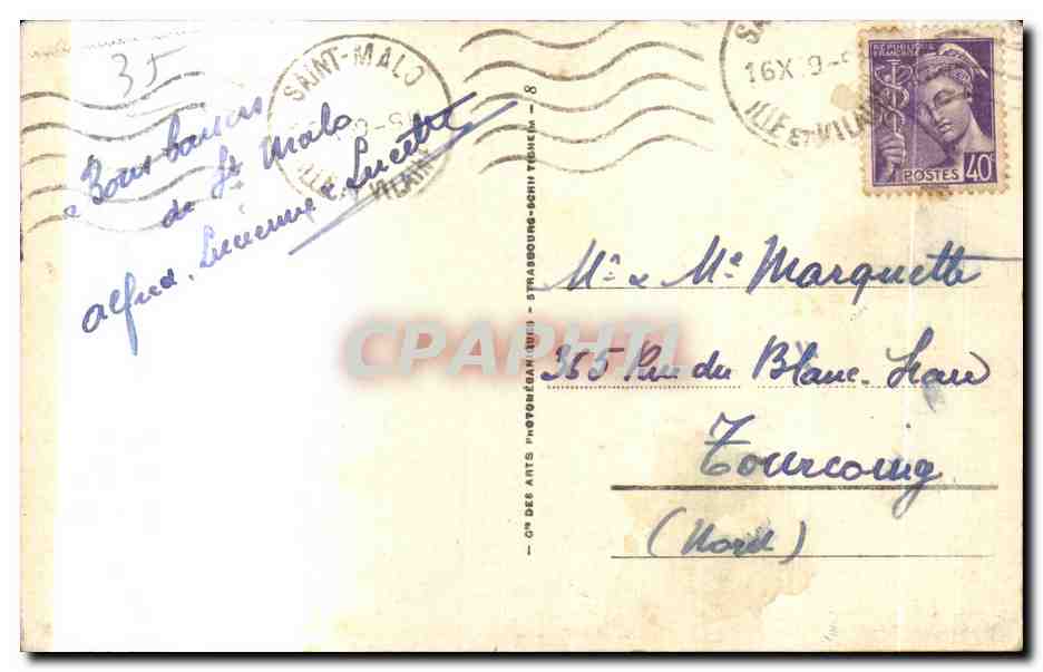 Saint-Malo — Le Château et la Grande Plage — LL 276 — Verso