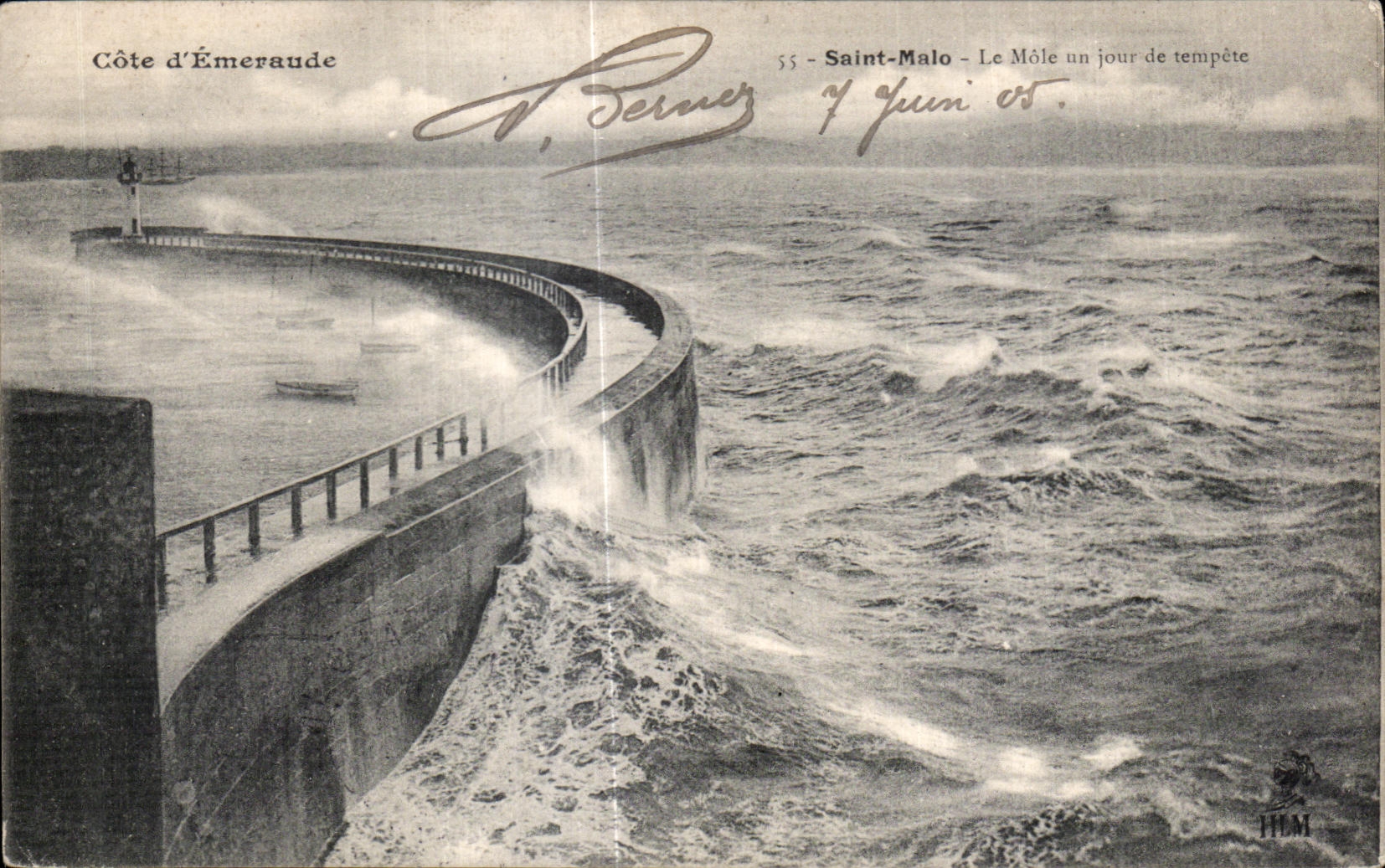 Saint-Malo — Het Môle op een dag van storm — V. Bernier, n° 35