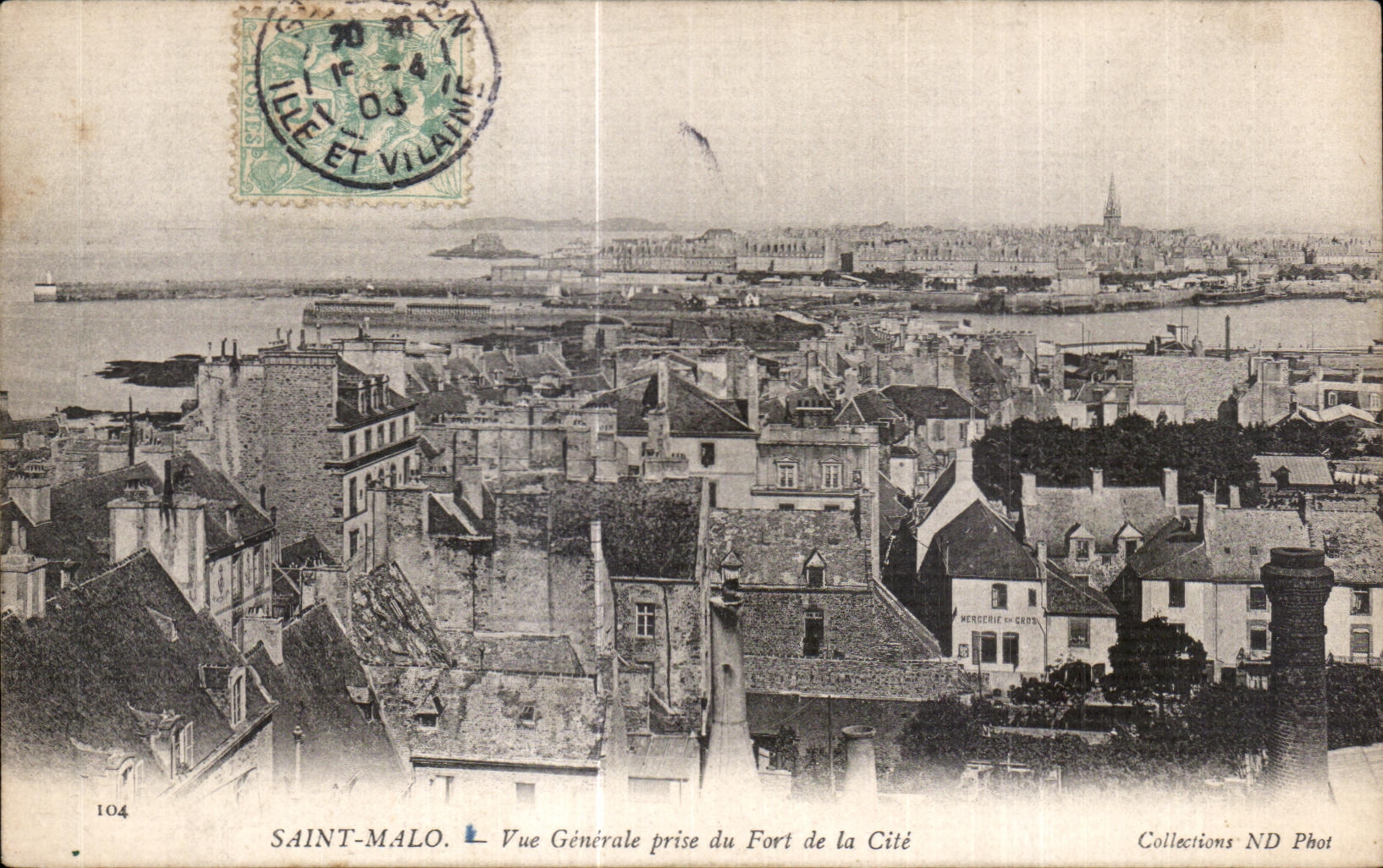 CPA Saint Malo Vue Generale prise du Fort de la Cite