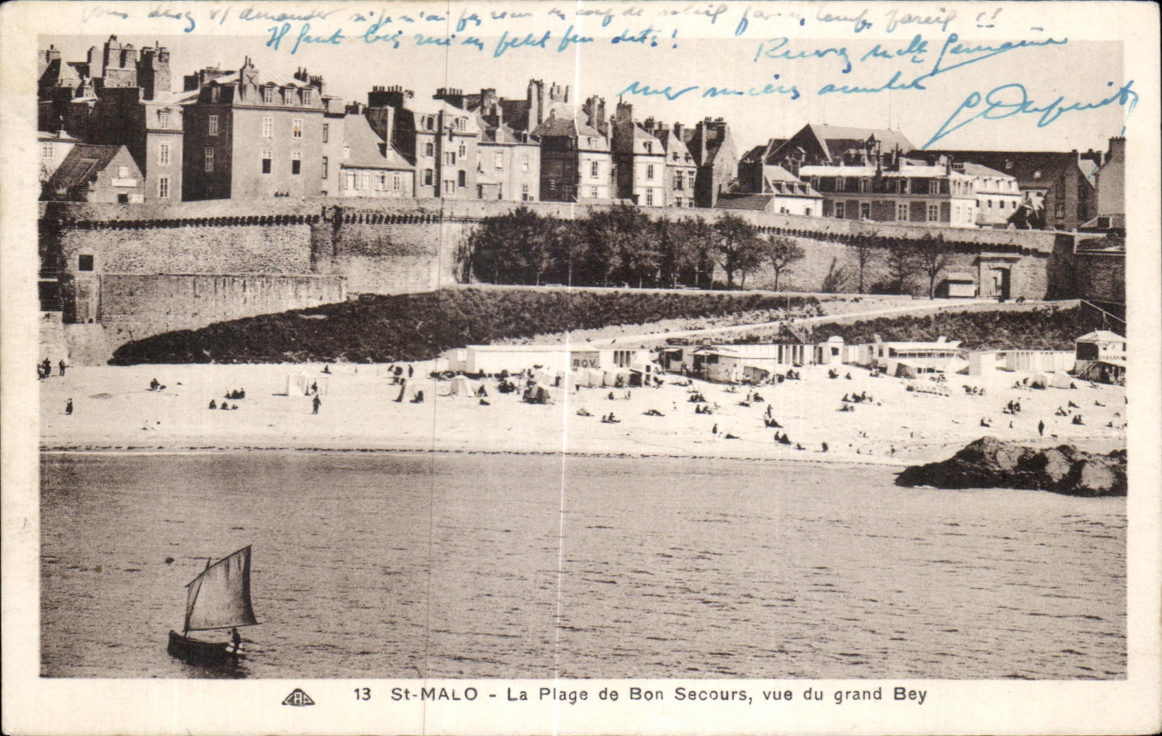 St-Malo - La Plage de Bon Secours, vue du grand Bey — éditeur ARA, n°13