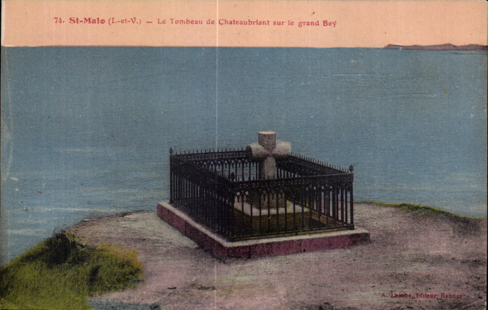 St-Malo (I.-et-V.) — Le Tombeau de Chateaubriant sur le grand Bey — A. Lambre, éditeur, Rennes