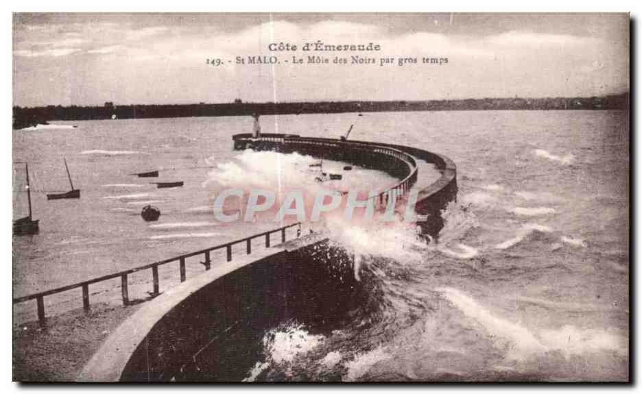 Côte d'Émeraude — Le Môle des Noirs par gros temps — St MALO, n°149