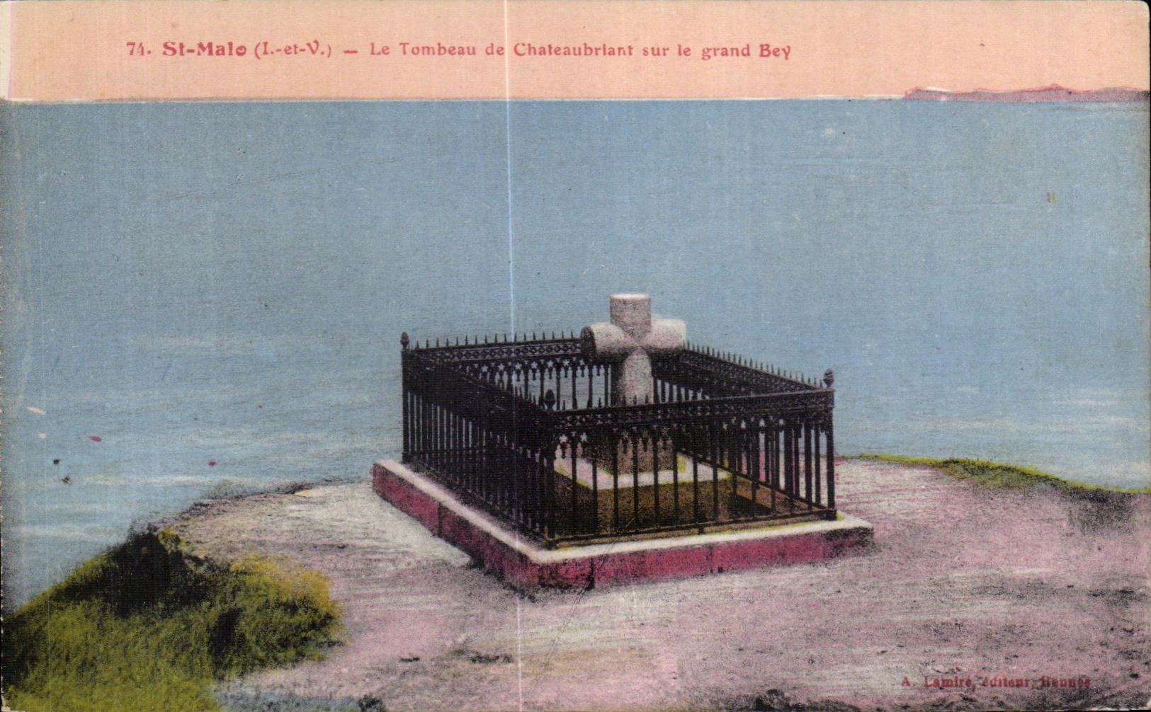 St-Malo (I.-et-V.) — La Tumba de Chateaubriant sobre el gran Bey — A. Lamire, editor, Rennes