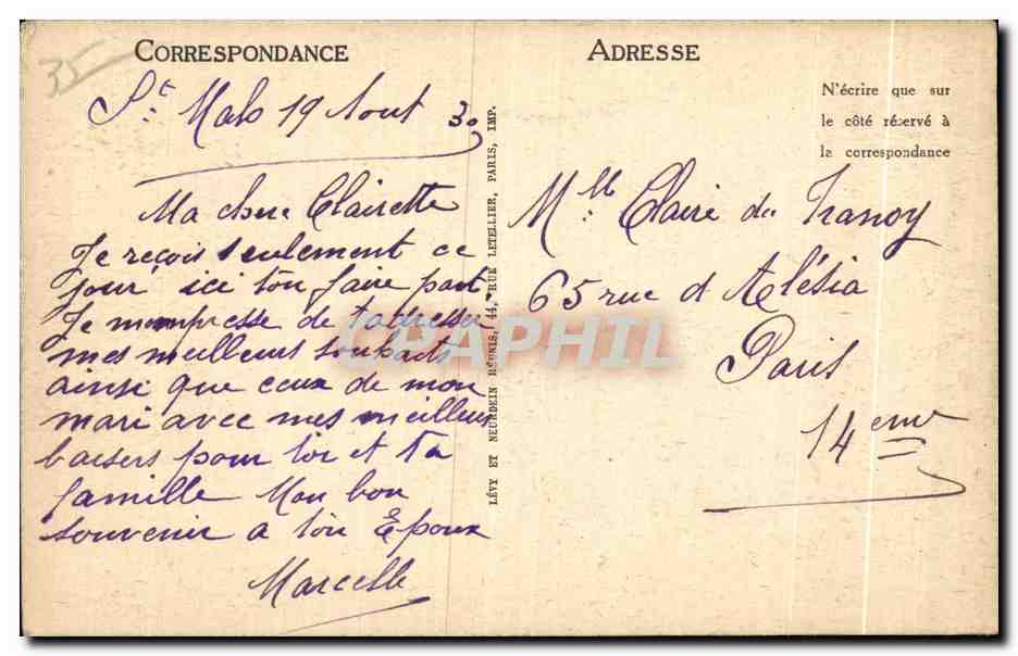 Saint-Malo — La plage et le château — LL — Verso