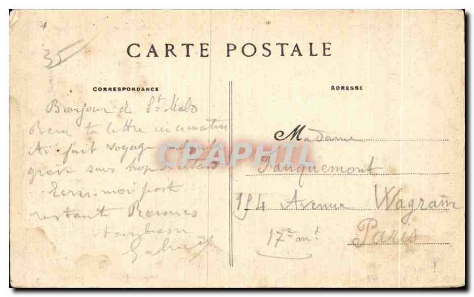 Saint-Malo — La Plage de Bon-Secours un Jour de Tempête — G.F. — n°3900 — Verso