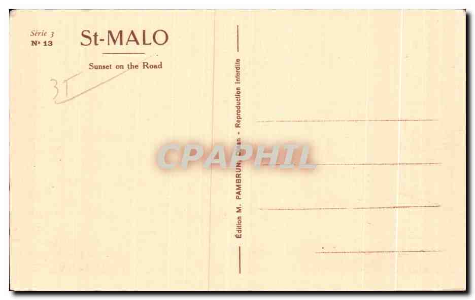 Saint-Malo - La Rade au Crépuscule — Édition M. Pambrun, Série 3 N°13 — Reverso