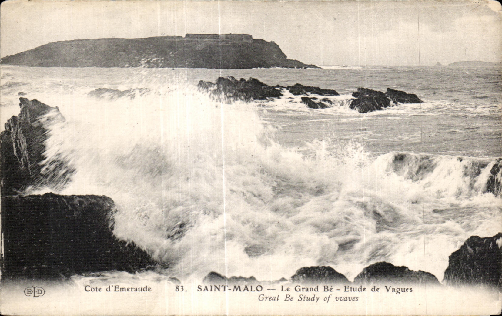 Saint-Malo — Le Grand Bé — Luchtfoto van golven — Uitgever ELD, n°83
