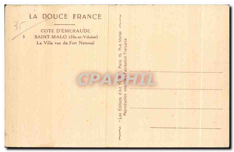 Saint-Malo — Vue du Fort National — Les Éditions d'Art Yvlon — Reverso