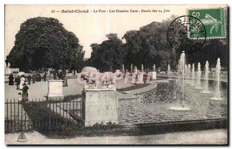 CPA Saint Cloud Le Parc Les Grandes Eaux Bassin Lion 